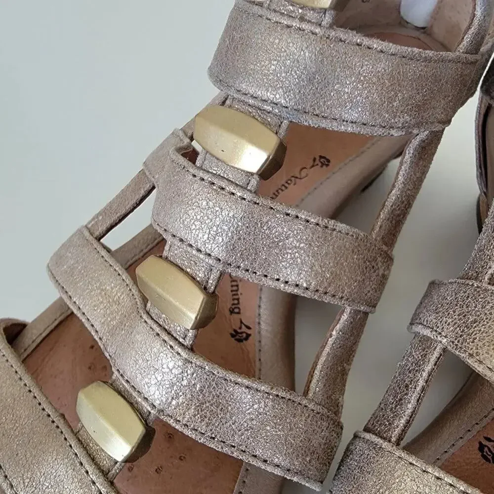 Sofft Gold Leather Strappy Sandals Women Size 9 Comfort Cushioned Gladiator - Picture 8 of 11